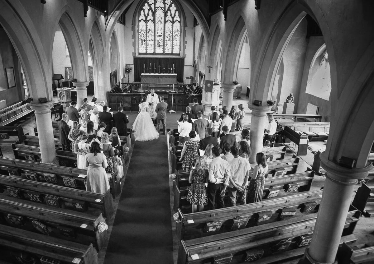 View of wedding party in Church