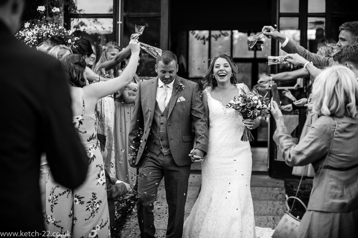Confetti photo for weddings at the Great Tythe Barn