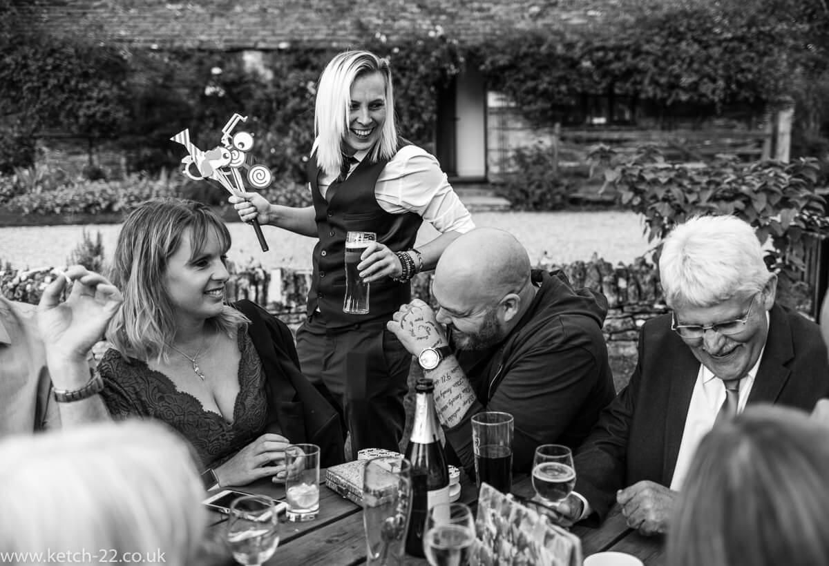 Laughter and fun with wedding guests