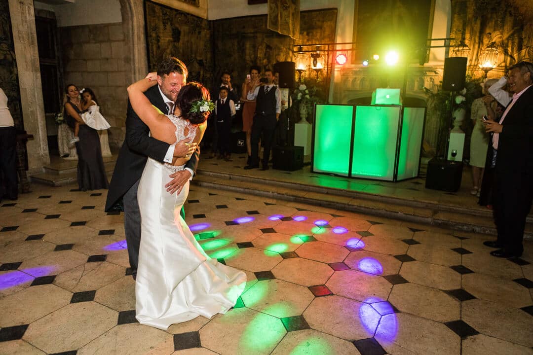 Newly weds enjoy first dance at Castle wedding