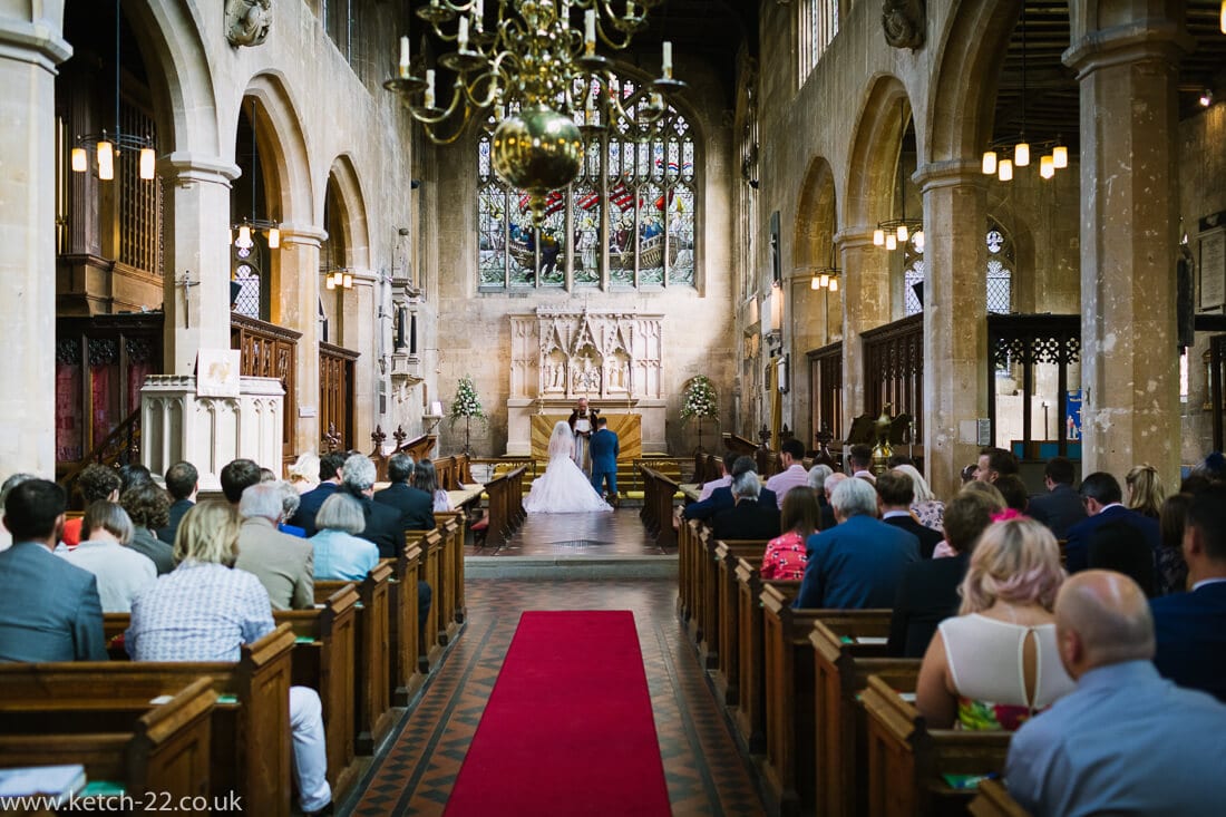 Over view of church wedding in Winchcombe