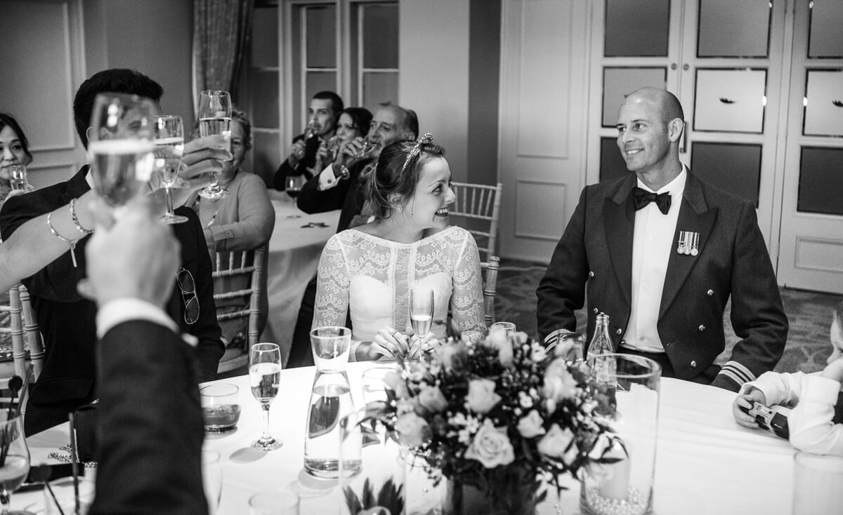 Bride and groom get toasted at wedding speeches