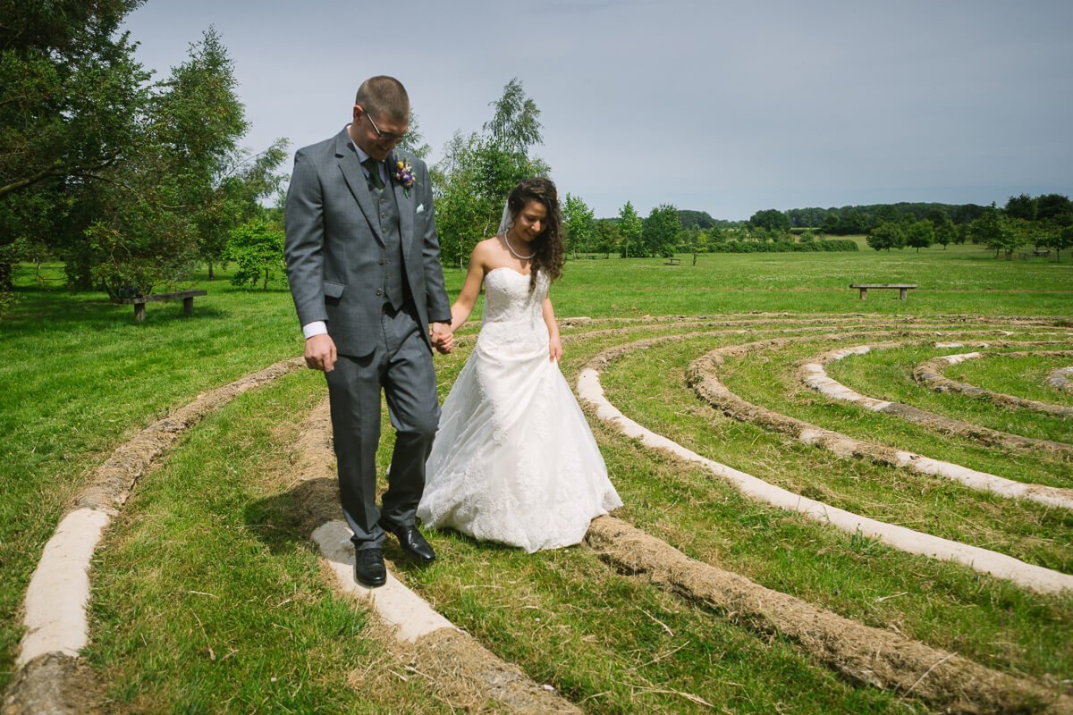 Spiral circle wedding ceremony in Gloucestershire
