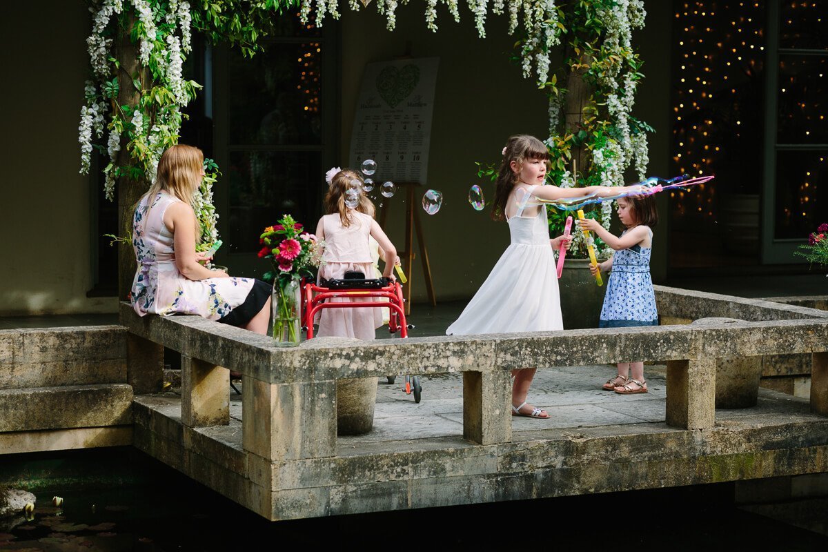 Kids play in Japanese garden at Matara centre Wedding