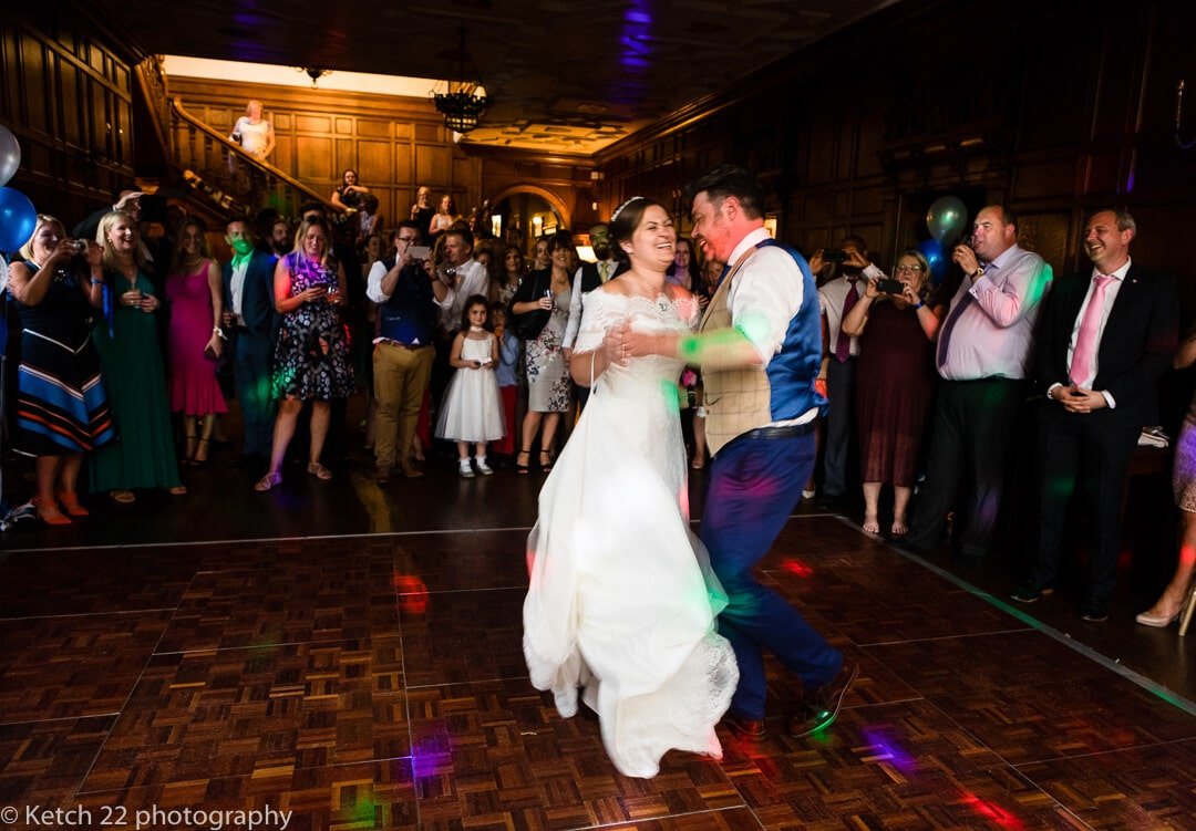 Bride and groom enjoy first dance at Whitney Court