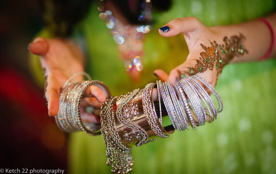Beautiful Indian bracelets at indian Mehendi and sangeet night