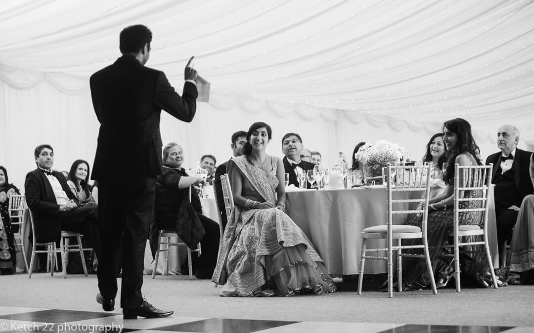 Groom making speech at Hindu wedding