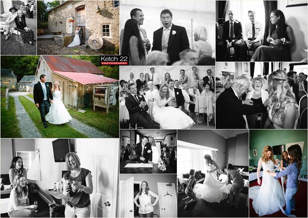 amazing Powys wedding with bride, groom and guests