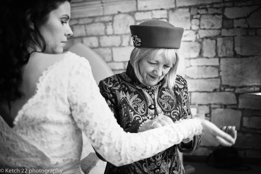 Bride getting ready at Herefordshire wedding