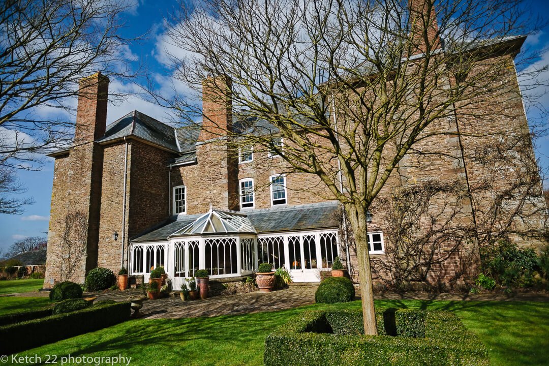 View from back of Dewsall court wedding venue