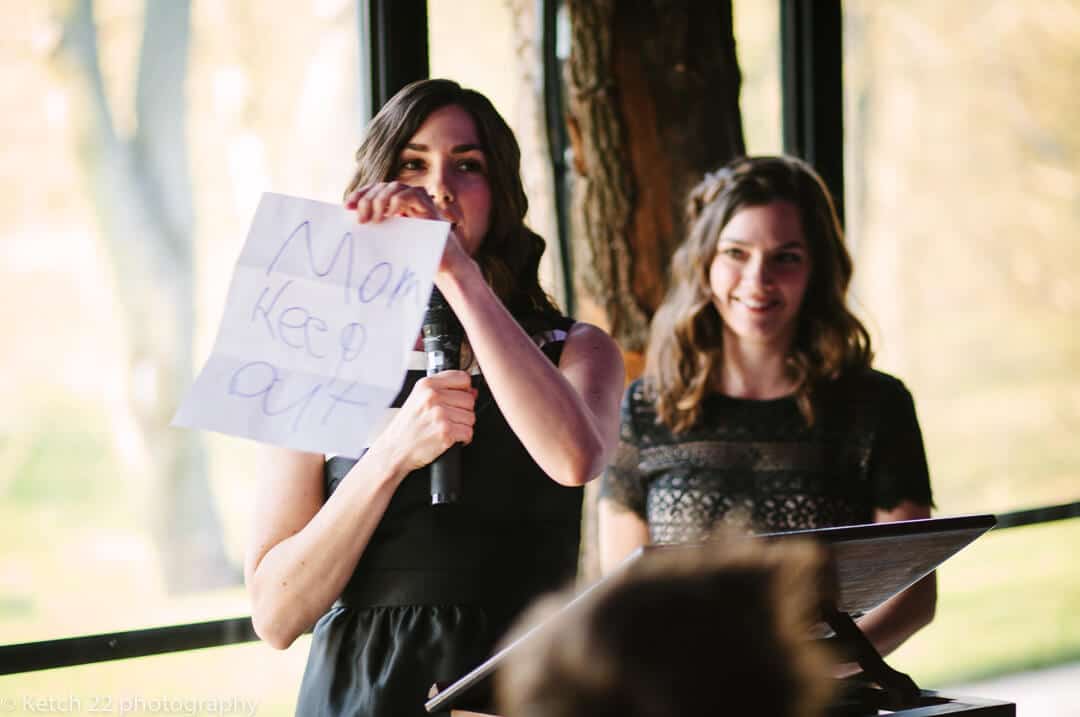 Bridesmaids making wedding speech