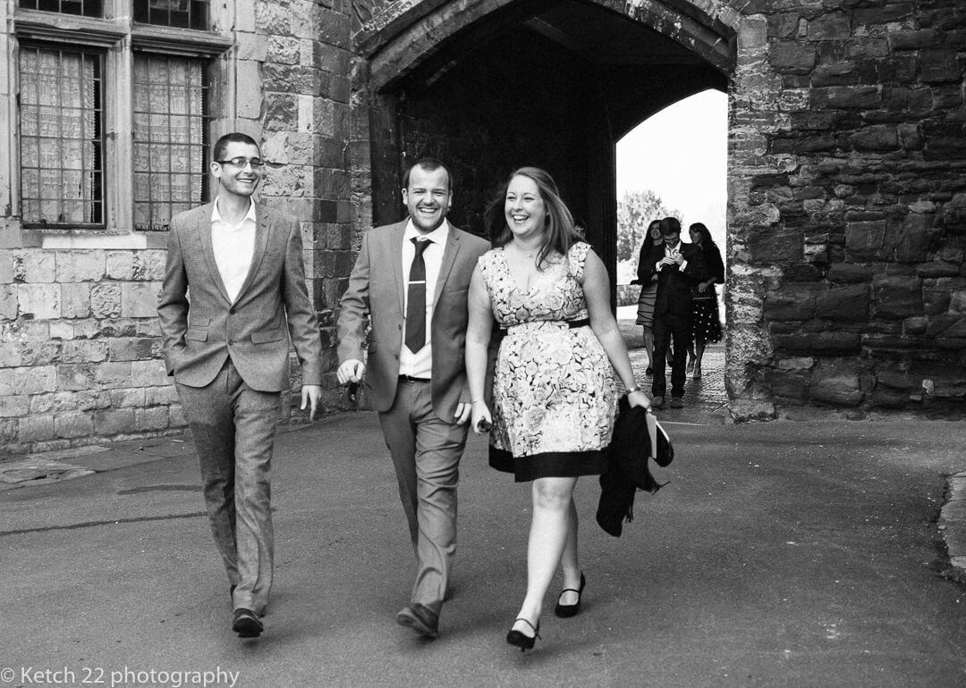 Wedding guests arriving at Berkeley Castle