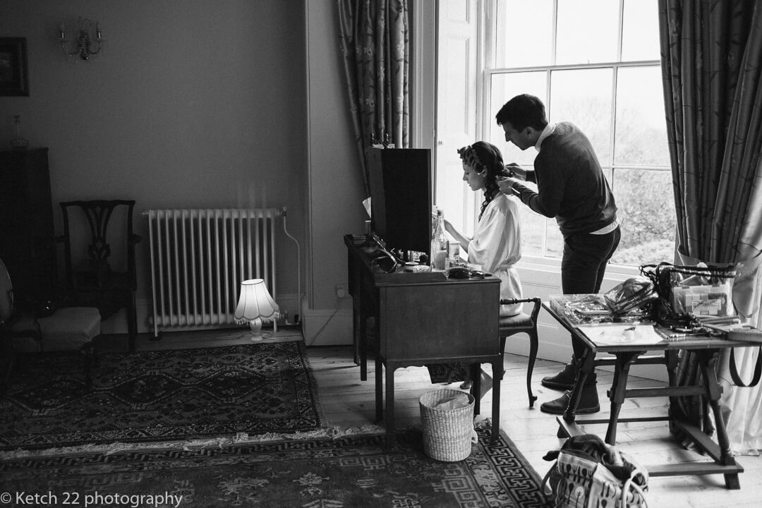 Bride getting ready at Homme House wedding