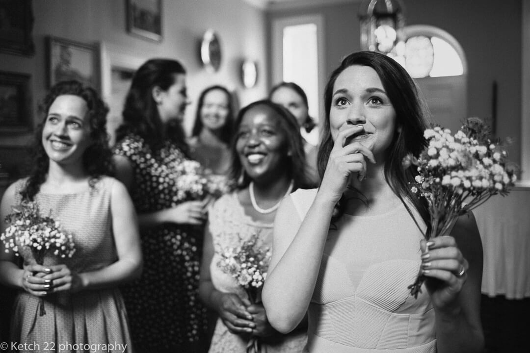 Bridesmaids watching bride at Country House wedding