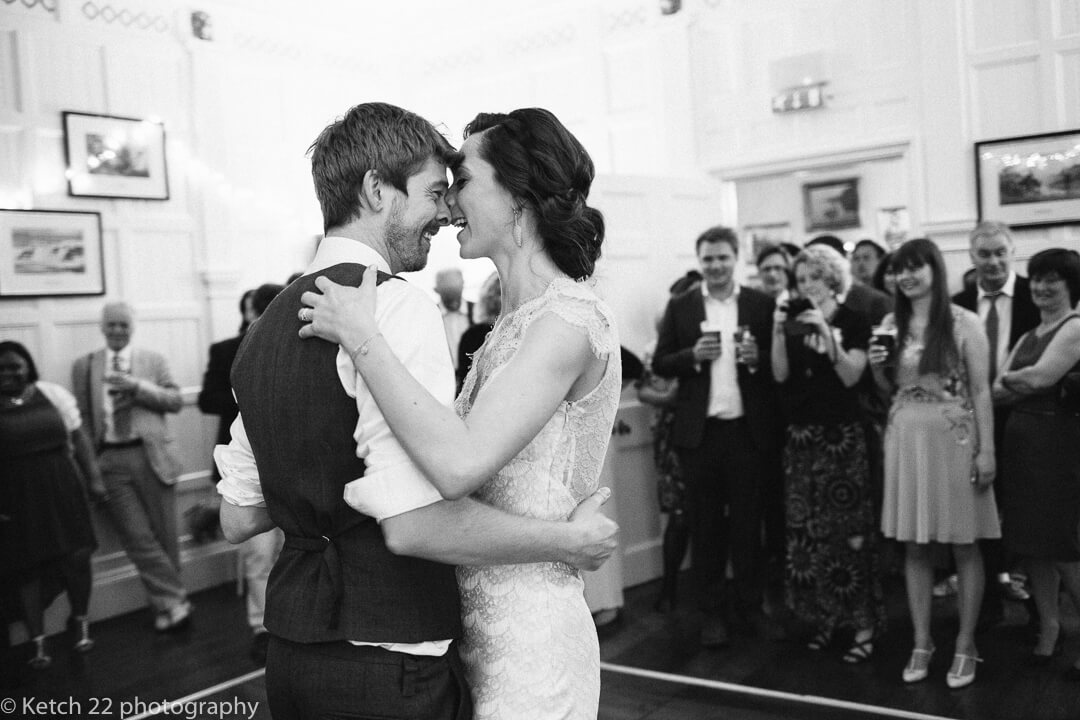 Bride and groom get intimate at first dance