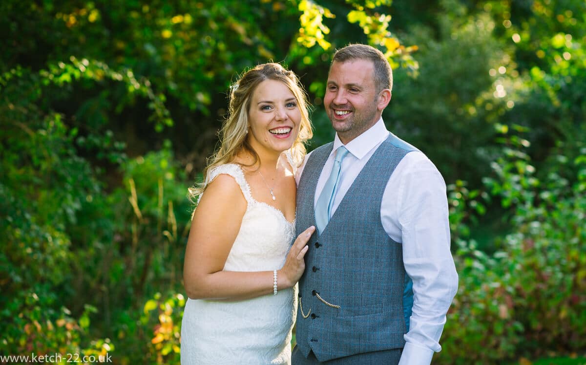 Portrait of bride and groom at Gloucestershire wedding