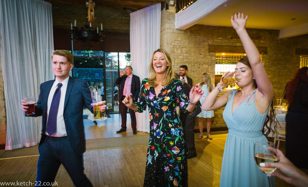 Wedding guest dancing at reception