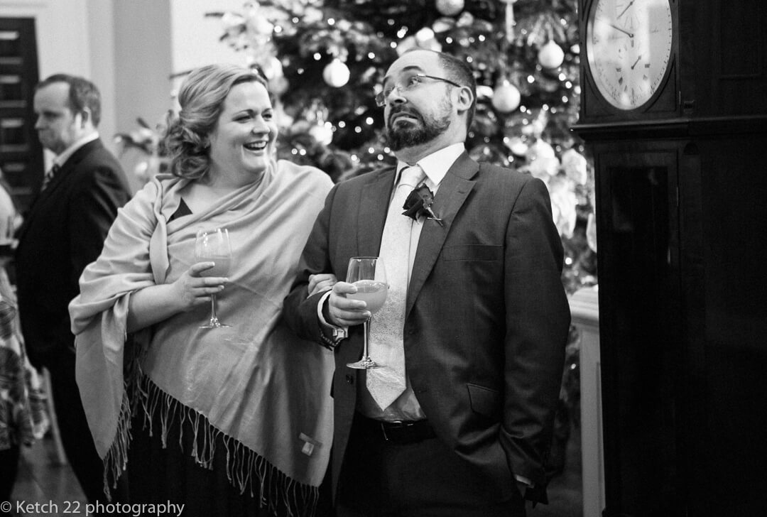 Quirky photojournalistic photo of wedding guests