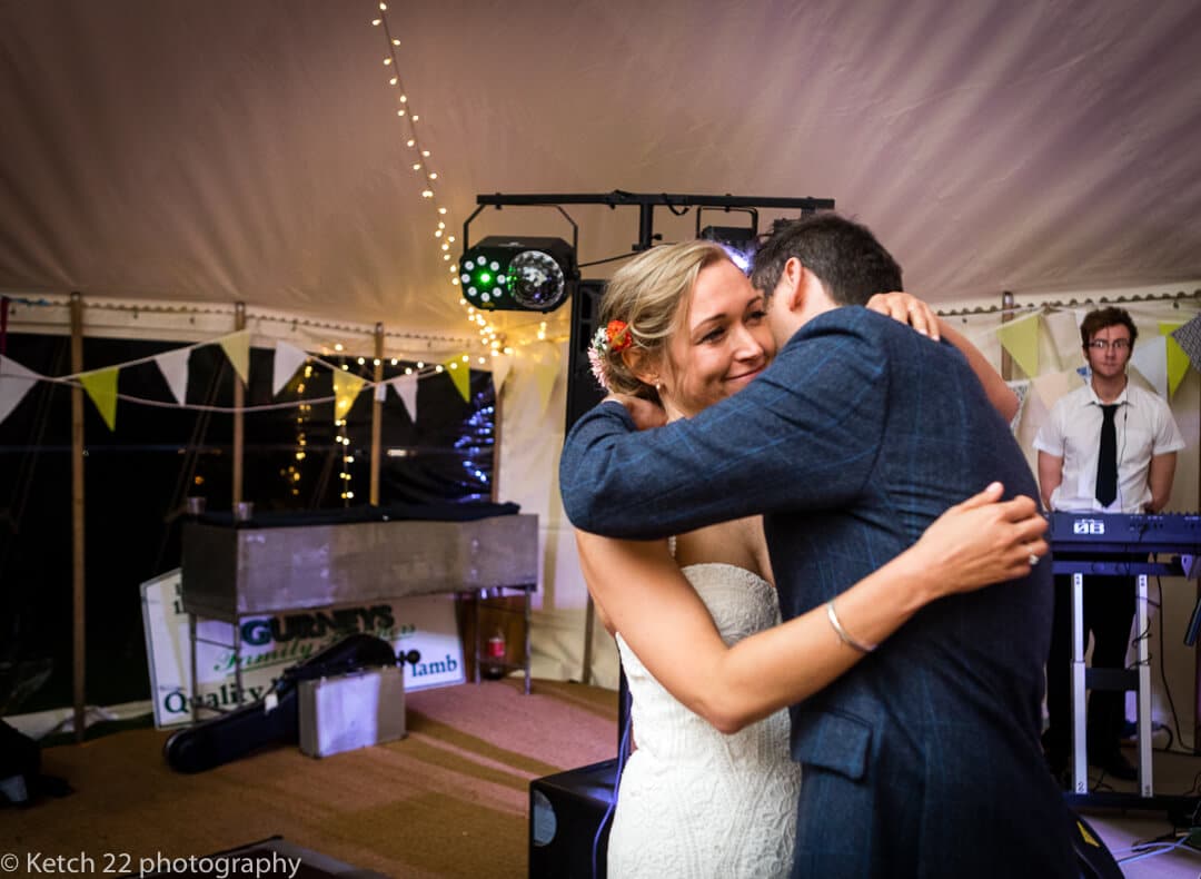 First dance with bride and groom at Painswick wedding
