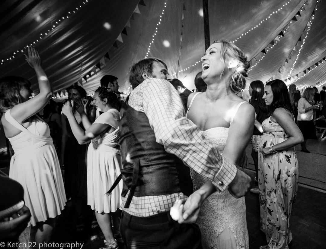 Wild dancing with bride and wedding guest