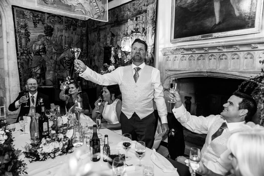 Groom toasting at speeches