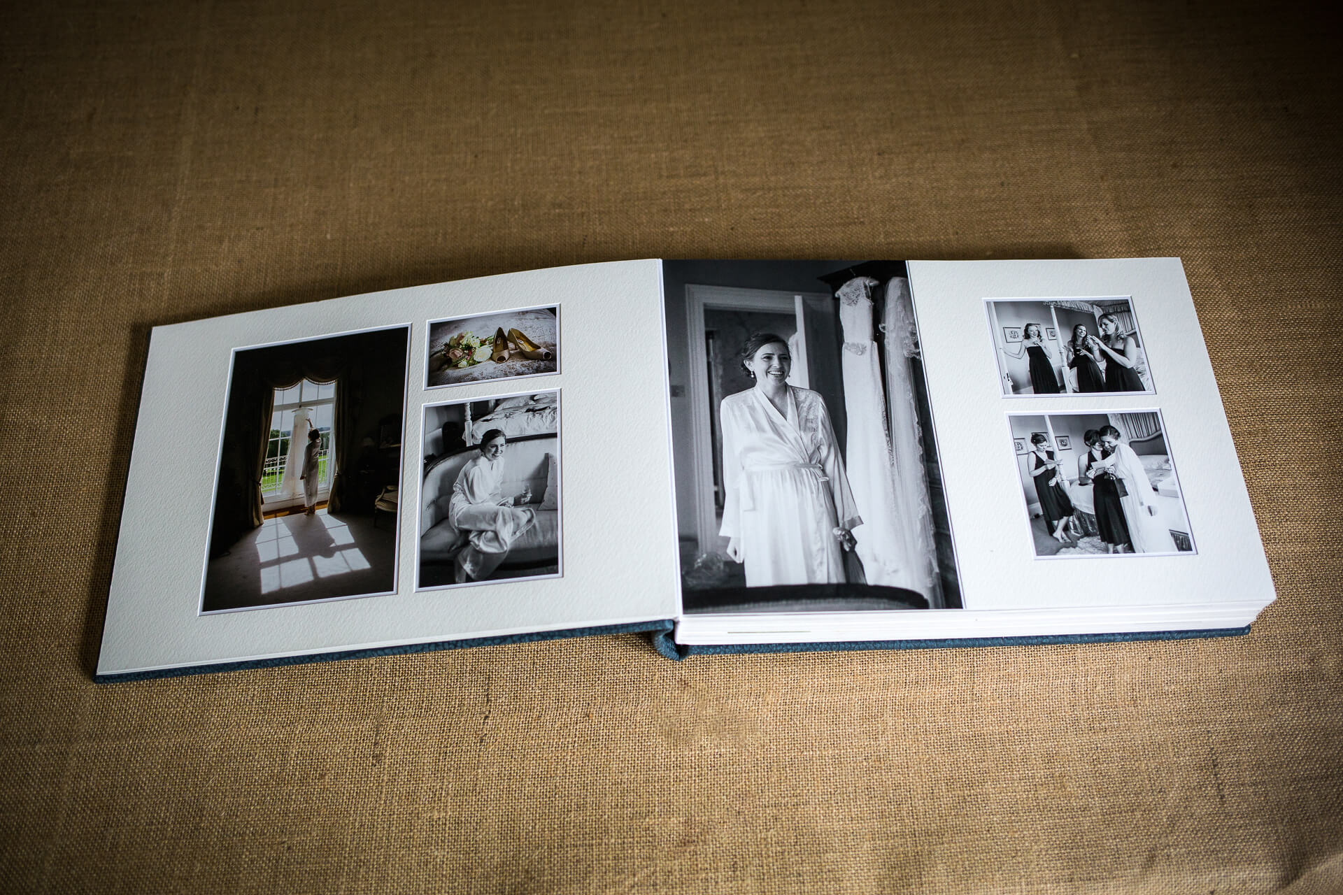 Double page spread of wedding album