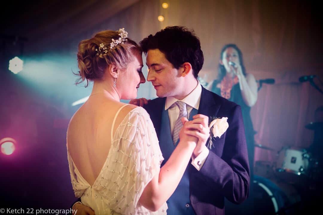 Bride and groom enjoy first dance at Oxfordshire wedding