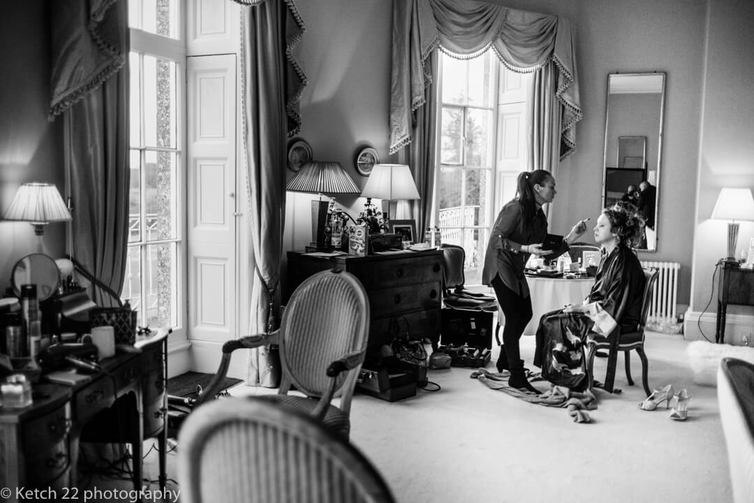 Reportage wedding photography of bride getting ready at North Cadbury Court