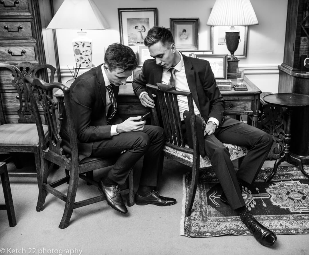 Two smartly dressed teenage boys at wedding