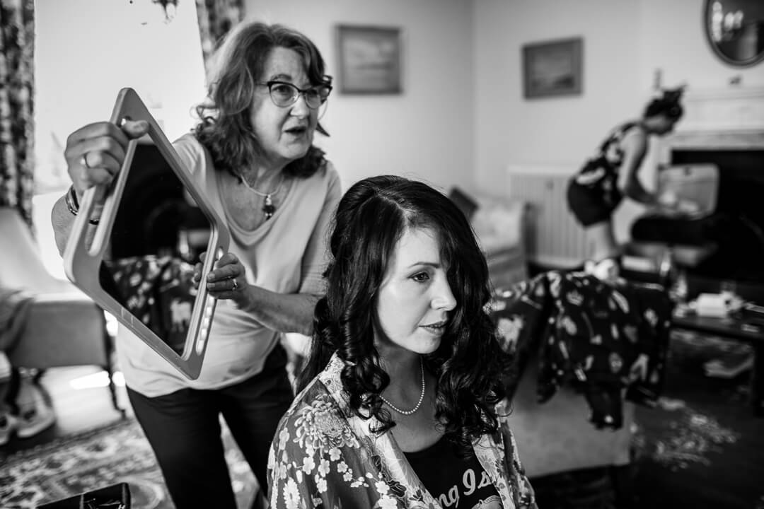 Story telling photo of bride getting ready at wedding