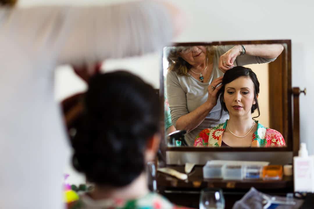 Bride getting ready at Homme House wedding