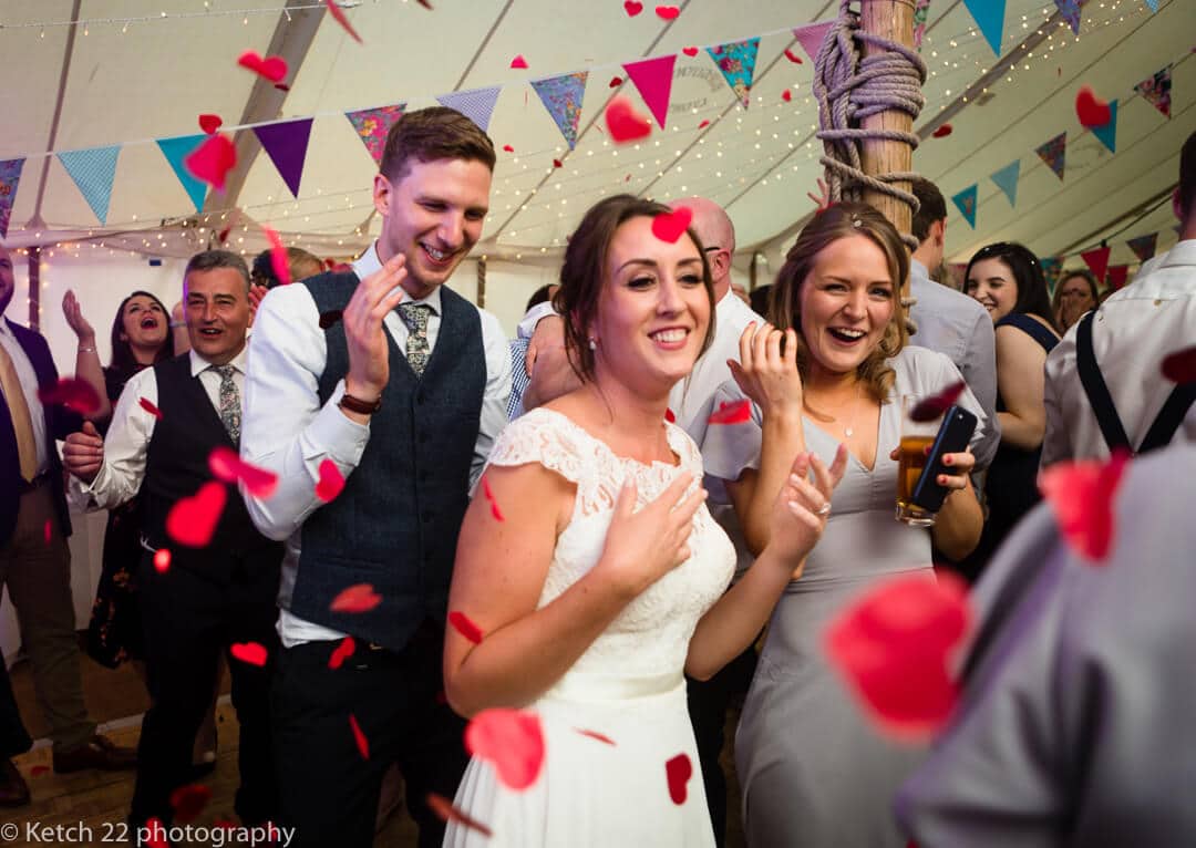 Canon confetti during first dance at Herefordshire wedding