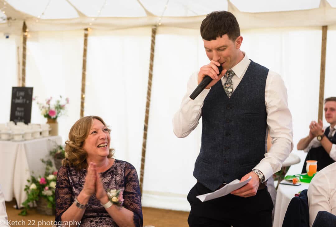 Best man making wedding speech