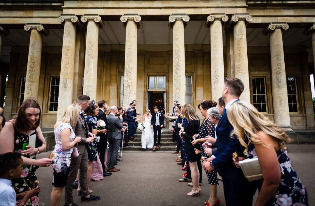 Wedding confetti photo at Cheltenham pump rooms