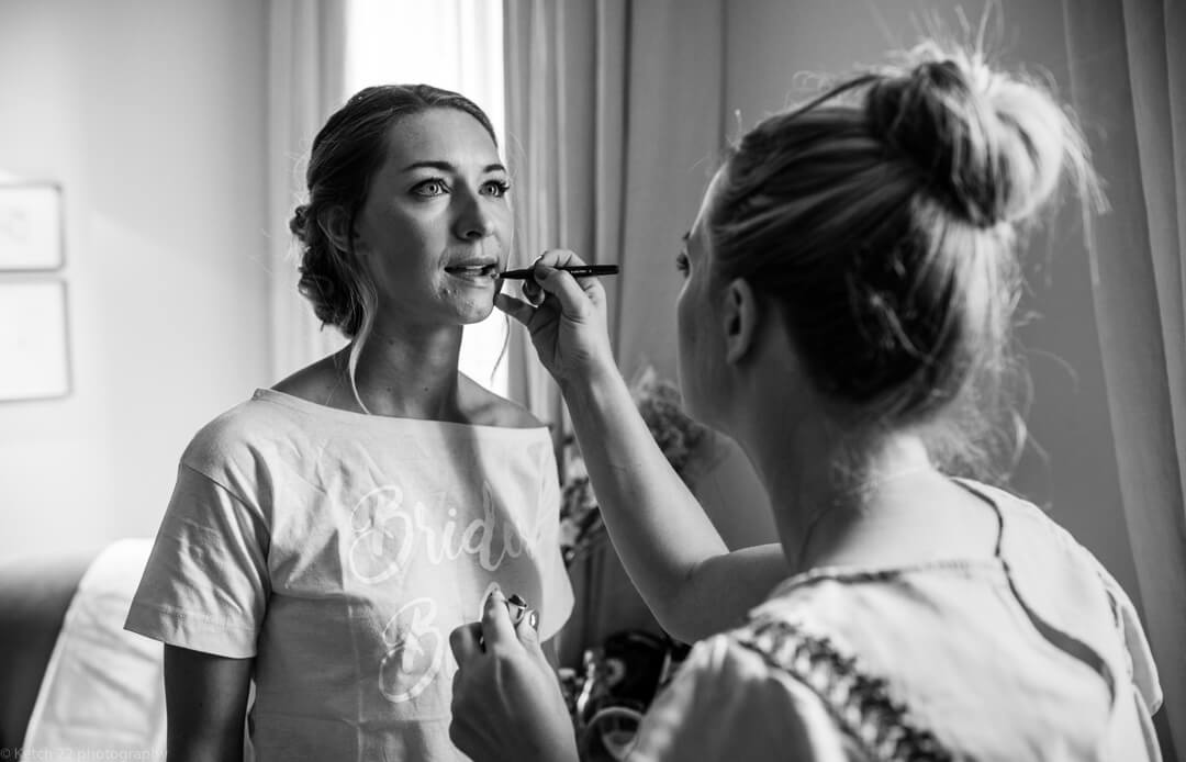 Bridesmaid getting ready