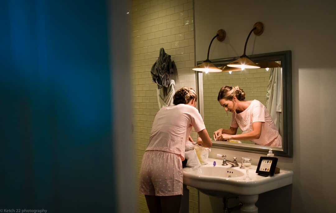 Bridesmaid in mirror