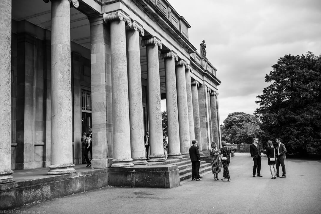 Wedding guests at Pittville pump rooms Cheltenham