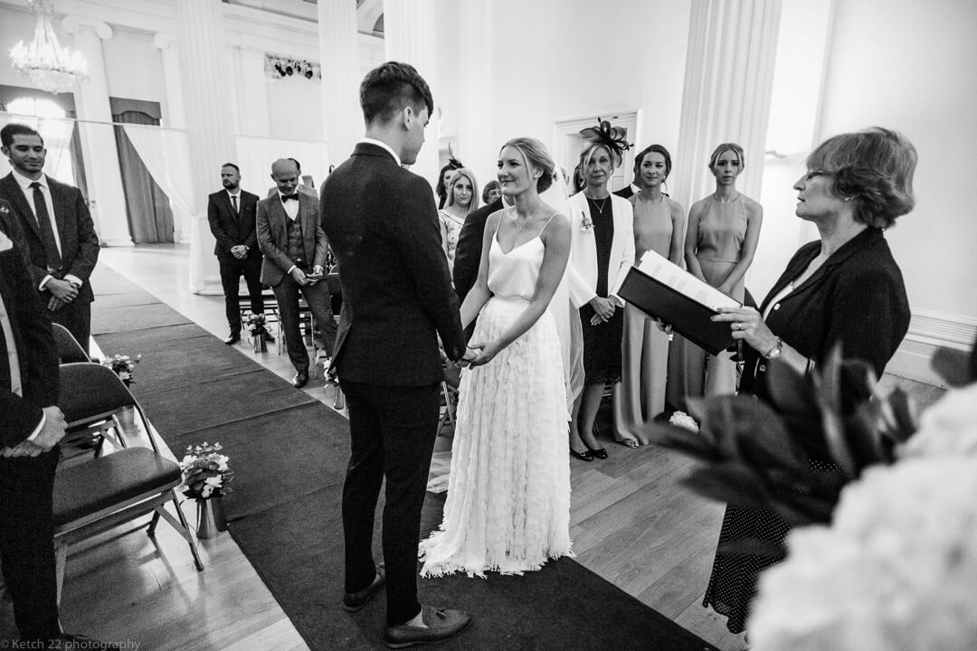 Bride and groom at wedding ceremony