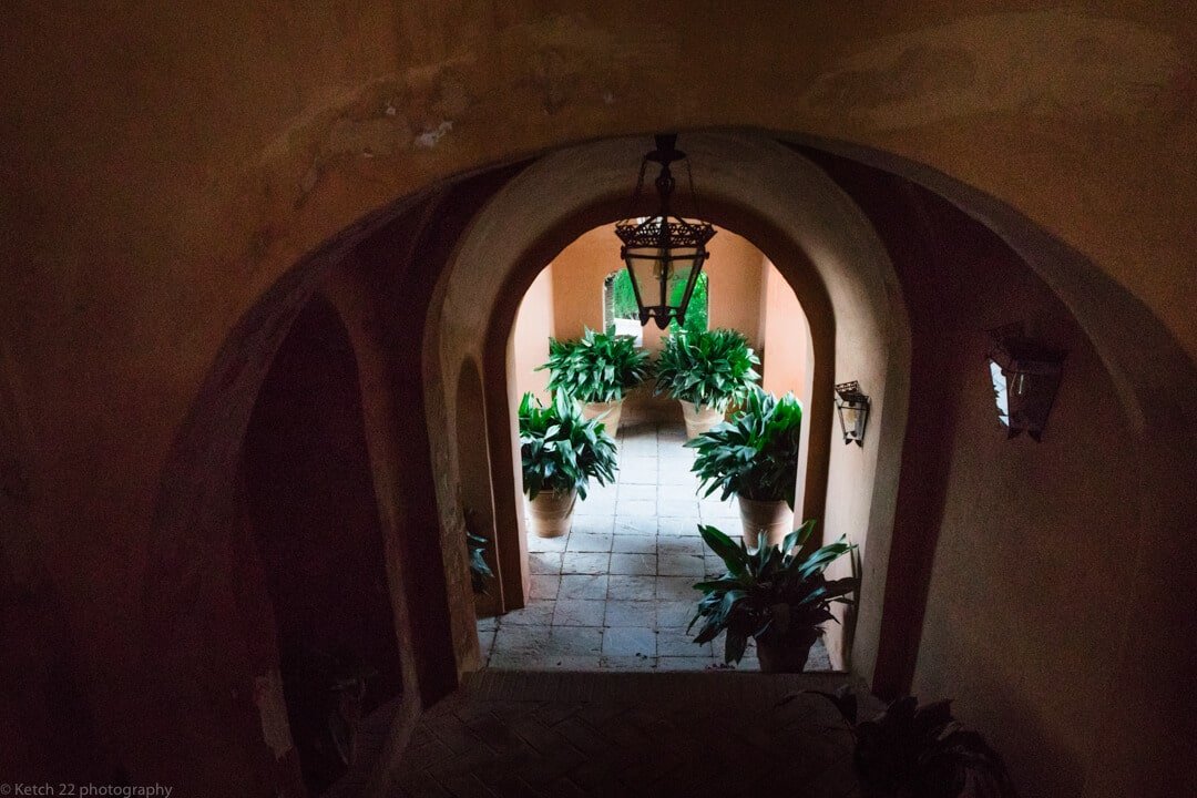 Hall way with plants at Malaga Wedding venue