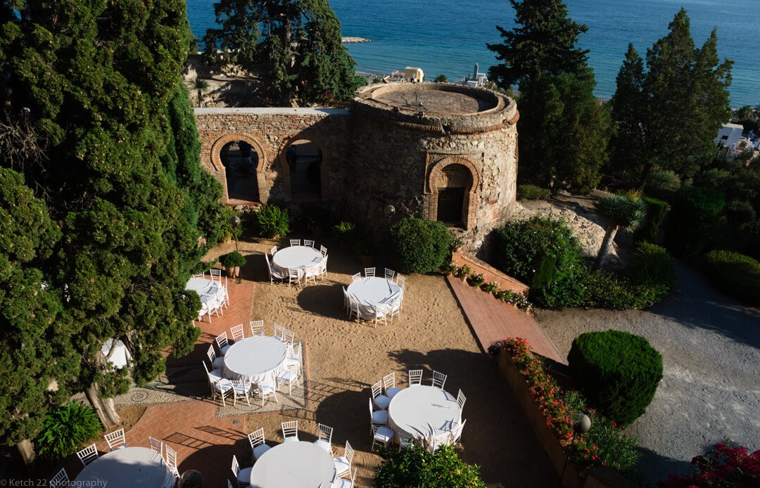 Aerial view over Castillo de Santa Catalina Wedding venue