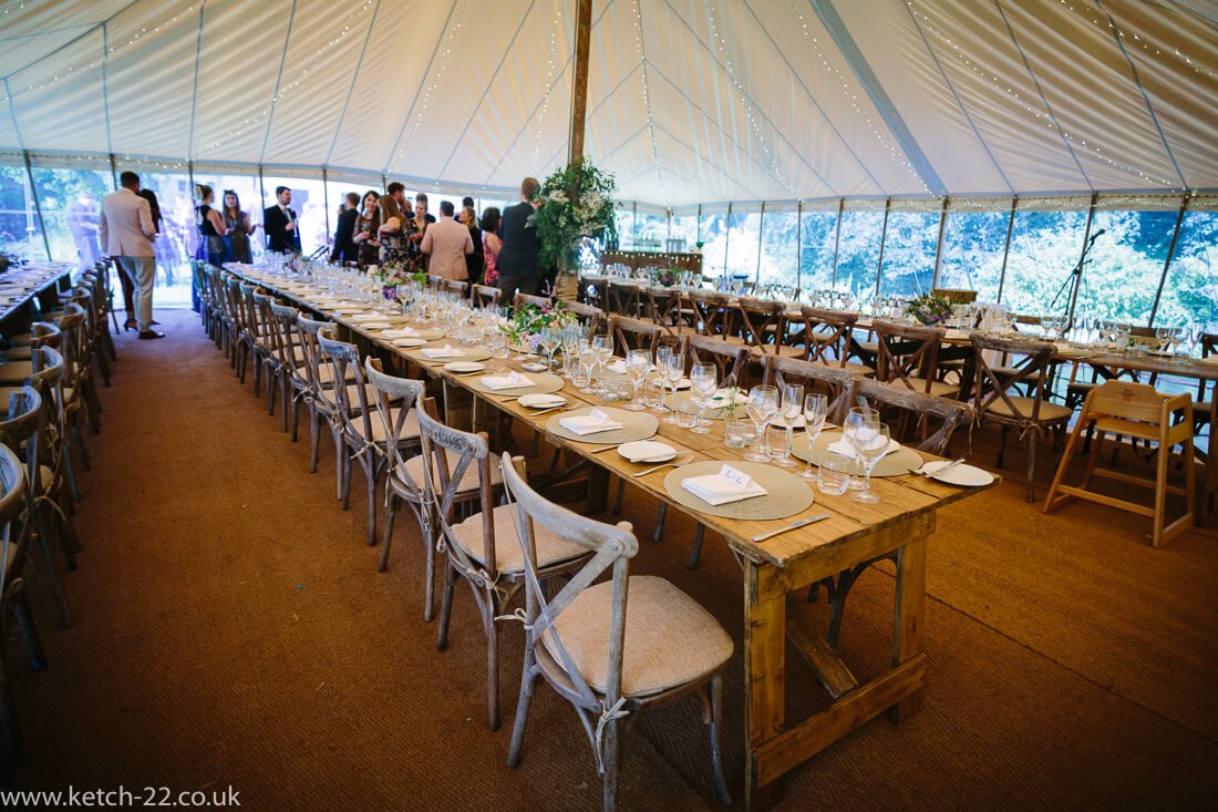 Wedding table set up at Winchcombe wedding