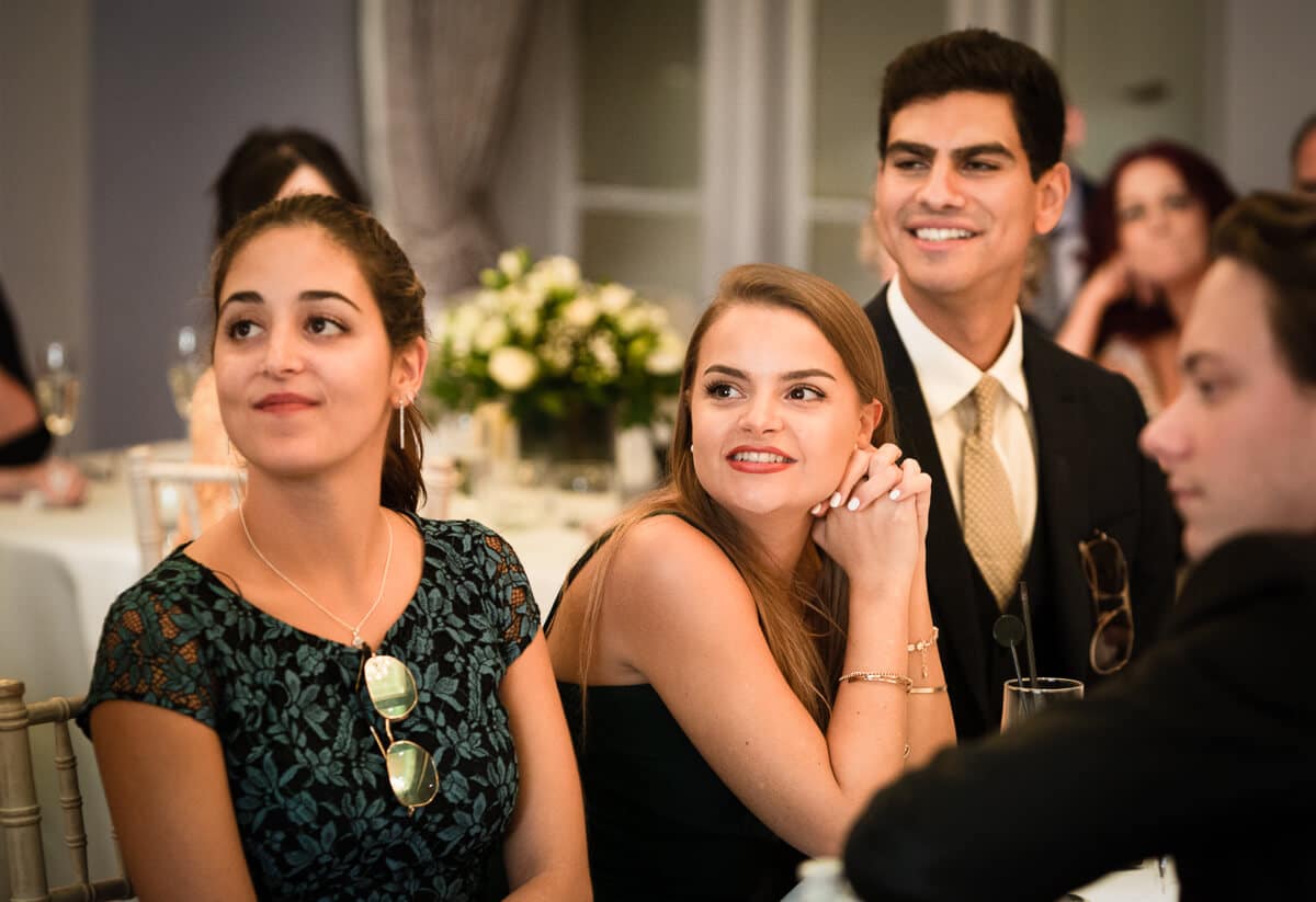 Wedding guests listening to speeches