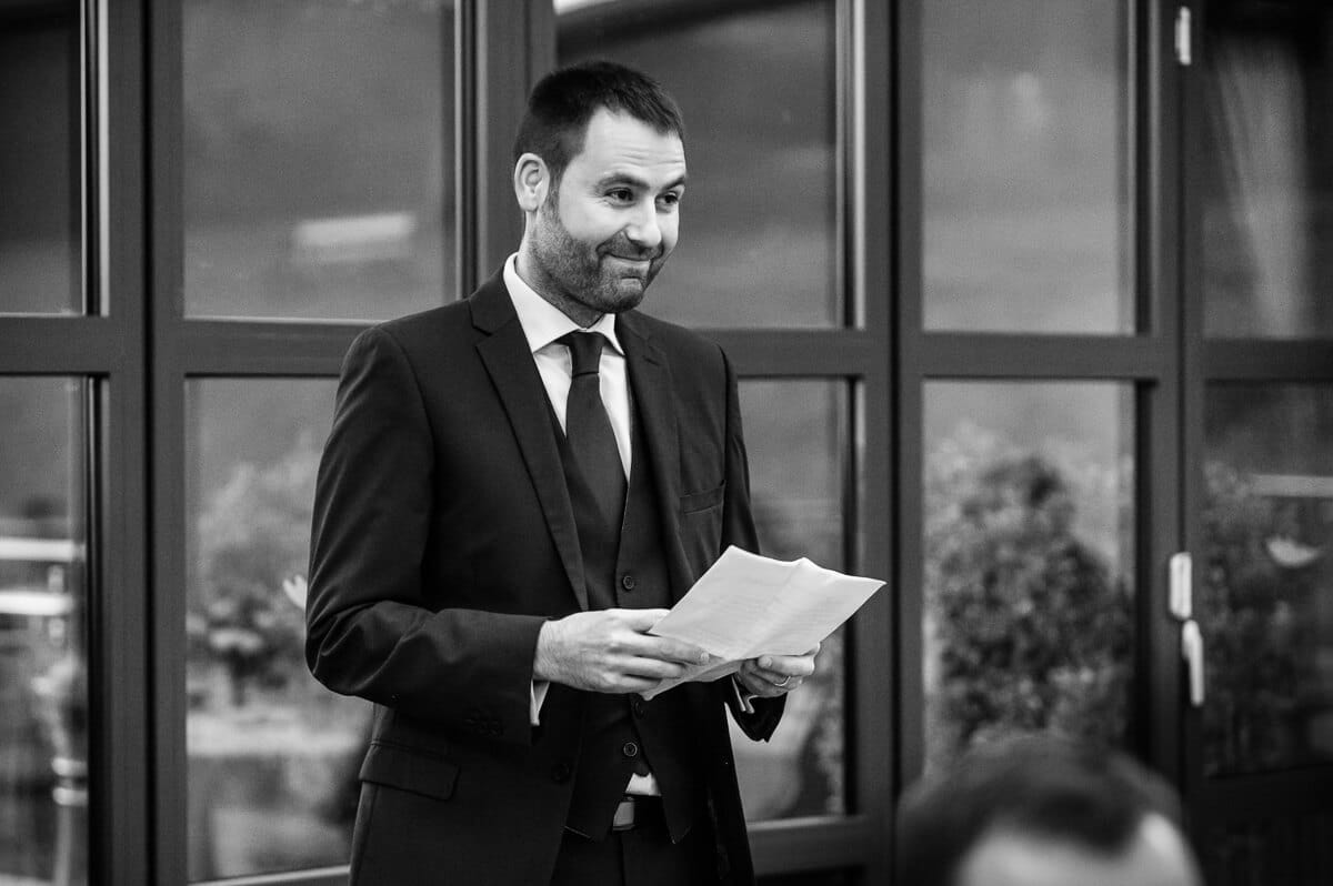 Best man making speech at De Vere Latimer estate wedding