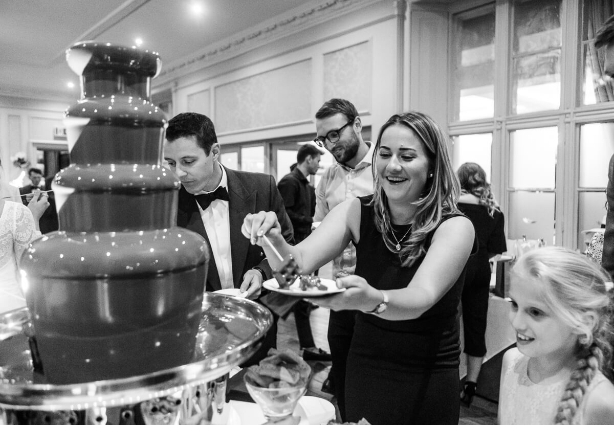 Guest enjoying chocolate fountain