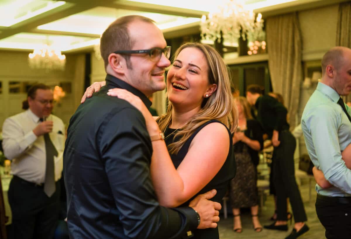 Wedding guests dancing