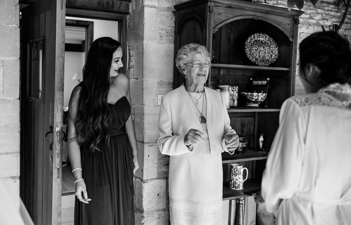 Grand mother sees bride for the first time