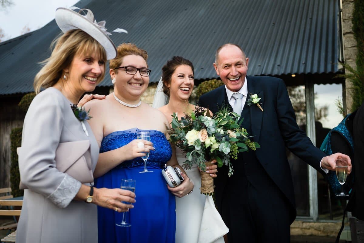 Informal family photo with bride