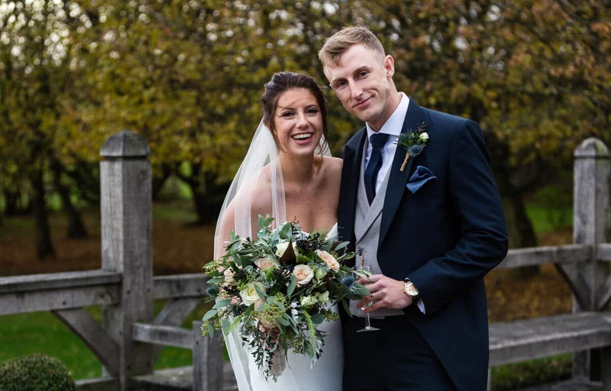 Natural portrait of Bride and groom at Cripps Barn Wedding